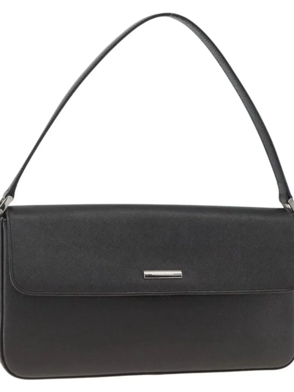 BURBERRY Shoulder Bag Leather Black Silver Auth ep13804 - Picture 2 of 16